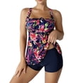 thumbnail image 1 of Women Swimsuits Leaf Printed Sleeveless Beach Wear Backless Tankinis Set Multicolour Womens Bathing Suits M, 1 of 7