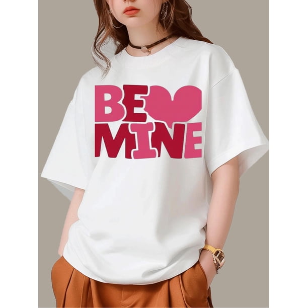 1 piece, creative romantic letter printed T-shirt with a loving design to create your romantic outfit