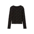 thumbnail image 1 of Remera GAP para Niñas Manga Larga con Cuello Henley Acanalado Negra con Estampado Floral Talle M, 1 of 2