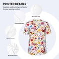 thumbnail image 3 of Zufioo Cute Butterfly Flowers Print Men's Baseball Short Sleeve, Moisture Wicking Button-Down Hip Hop Tee-XX-Large, 3 of 7