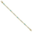thumbnail image 3 of Gem Stone King 18K Yellow Gold Plated Silver Blue Apatite and Sky Blue Aquamarine and Lab Grown Diamond Bracelet for Women | 4.11 Cttw | Gemstone Birthstone | Oval 6X4MM | Length 7.25 inches, 3 of 6