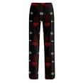 thumbnail image 4 of Fabrcox Christmas Oversized Women's Pajama Pants Wide Leg Drawstring Sleep Lounge Pants Mid Waisted Casual Christmas Tree Printed Pajama Bottoms Black 3XL, 4 of 4