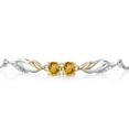thumbnail image 2 of Gem Stone King 1.47 Ct Round Yellow Citrine 925 Silver and 10K Yellow Gold Lab Grown Diamond Bracelet for Women, 2 of 3