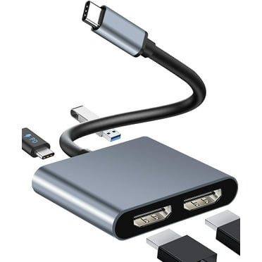 Duomigo USB C Dual HDTV Adapter, 2 Monitor Splitter, USB C Hub for Dual HDTV Docking Station for Laptops and Monitors