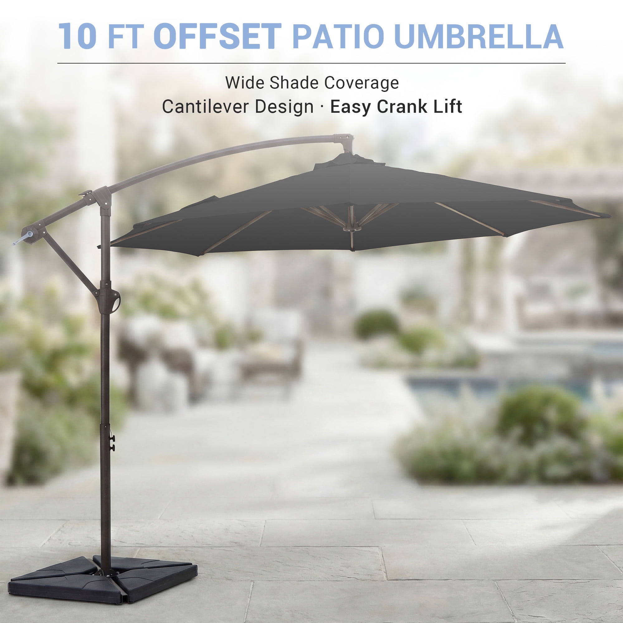 butterfly offset patio umbrella 10x13ft Cantilever maintenance Umbrella includes cross base Le Papillon 10-ft Offset Hanging