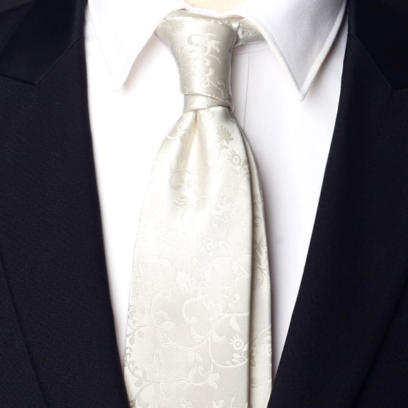 Yongchuantie Men's Rice White Flower Branch Pattern Tie 8CM Wide Version Tie Gift Box