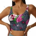 thumbnail image 3 of Women Sexy Sports Vest Sugar Skull And Roses Female Streetwear Sport Lingerie Tee Crop Top, 3 of 7
