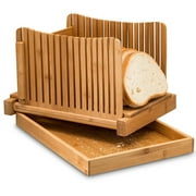 Nature Bamboo Bread Slicer For Homemade Bread Foladable & Compact Bread Slicer wood color