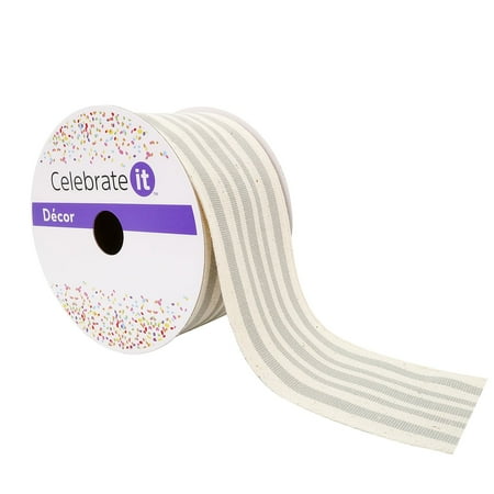 UPC: 0191518420289 | 2.5  Stripe Faux Cotton Wired Ribbon by Celebrate It™