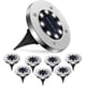 thumbnail image 1 of Luces solares de suelo para jardín al aire libre, 8 LED, blanco cálido de 3000 K, resistencia al agua IP65, focos solares para exteriores para caminos, patios, terrazas, focos solares empotrados refor, 1 of 5