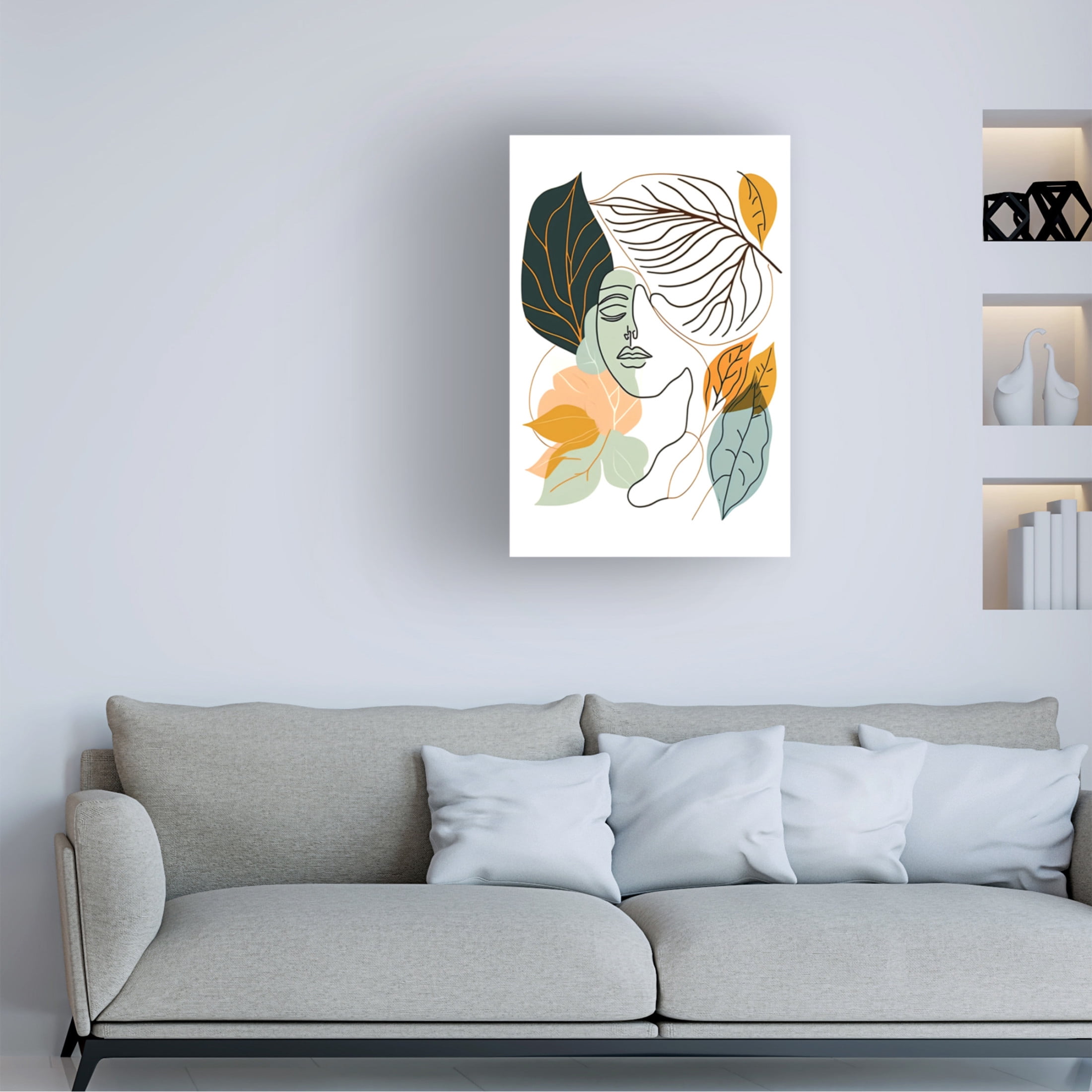 Canvas Wall Art - Ray Heere 'Botanical Minimalism Portraits 7' Wall Art for Living Room, Bedroom, or Office Décor by Trademark Fine Art - 22 x 32 Inches