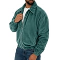 thumbnail image 5 of Qgtaibl Corduroy Jacket for Men Vintage Solid Color Zip Up Bomber Coat Loose Fit Lapel Causal Outwear with Pockets Green L, 5 of 8