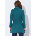 thumbnail image 4 of INSPIRE CHIC Manteau Femme Col à Revers Simple Boutonnage Mi-Long Bleu Vert G, 4 of 5