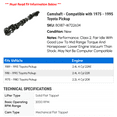 thumbnail image 2 of Camshaft - Compatible with 1975 - 1995 Toyota Pickup 1976 1977 1978 1979 1980 1981 1982 1983 1984 1985 1986 1987 1988 1989 1990 1991 1992 1993 1994, 2 of 2