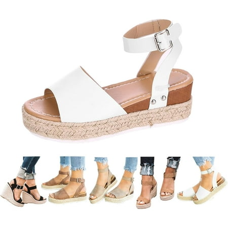 Platform Wedge Sandals For Women Fashion Sandals For Women 2024 With Arch Support Orthopedic Sandals Cute Comfortable Open Toe Espadrilles Wedge Sandals Ankle Strap Slip On Shoes Strappy Sandals
