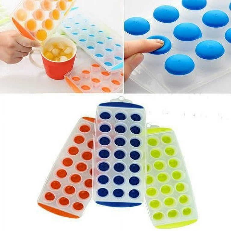 1pc/Set Ice Cube Trays with Flexible Silicone Bottom Easy Push Pop Out Round in Random Color