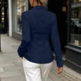thumbnail image 6 of Women's Button Down Dress Shirts Long Sleeve Collared Tailored Fit Stretch Blouse Curved Hem for Work Office Business Casual, Navy, M, 6 of 8