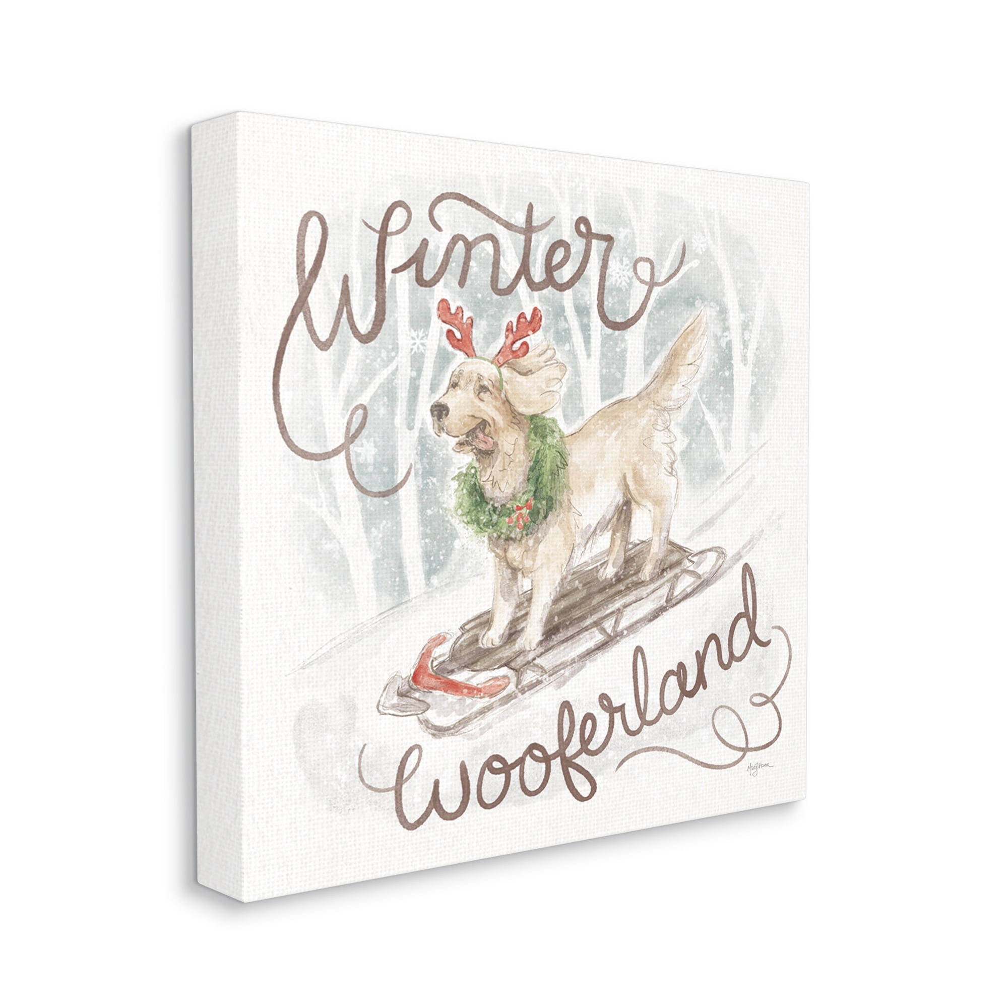 Stupell Industries Winter Wooferland Dog Holiday Painting Gallery Wrapped Canvas Art Print Wall Art, 36 x 36