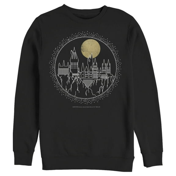 Men's Harry Potter Hogwarts Line Art Moonrise Sweatshirt Black X Large