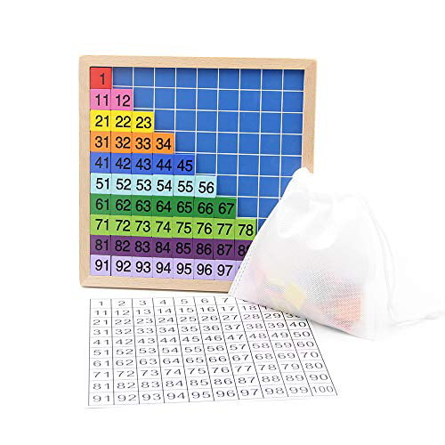 VolksRose 101 pcs Wooden 0-100 Mathematics Kids Learning Board Game with Tray Idea
