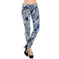 thumbnail image 2 of Mid-Waist Yoga Leggings Tummy Control Workout Running Slim Stretchy Activewear Pants - Blue Leopard, 2 of 4