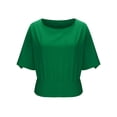 thumbnail image 6 of Htigea Women's Crewneck Cropped T-Shirt Half Sleeve Elastic Hem Tops Casual Loose Fit T Shirt Summer Cute Tees Green S, 6 of 6