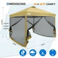 thumbnail image 3 of EAGLE PEAK 10 x 10 Outdoor Easy Pop up Canopy with Netting, Instant Screen Party Tent with Mesh Side Walls, Beige, 3 of 7