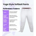 thumbnail image 2 of Exxact Sports Girls Softball Pants Knicker/Yoga Style Knee Length, 4-Way Stretch Low Rise Youth Softball Pants for Girls - (YS, White/Black Braid), 2 of 7