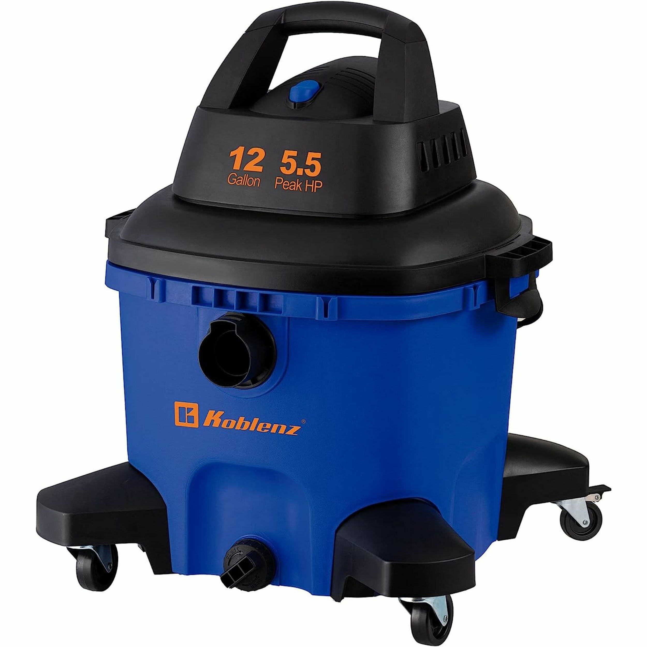 KOBLENZ Wet Dry Blow Vacuum 12 Gallon, 5.5 Peak HP 2-1/2 In x 7 Ft Locking Hose, 3 in 1 shop vac with 5 Year Warranty (WD-12 L4)