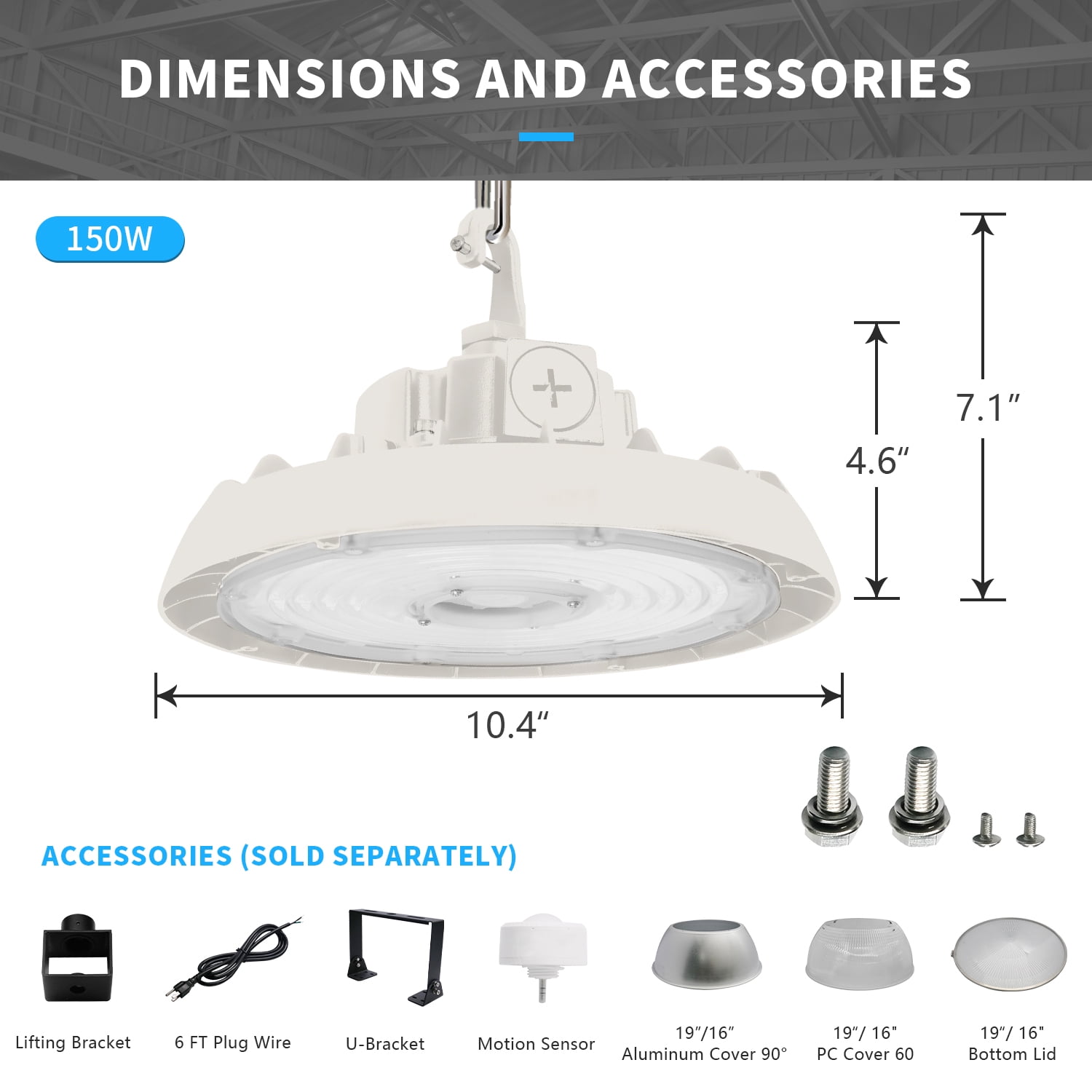 8 Pack UFO LED High Bay Light, 100/120/150W, 14000/17500/21000LM, 2CCT 4000K/5000K, 0-10V Dimmable High Bay LED Shop Lights for Gym Factory Warehouse, Hook, 6' Cable, UL & DLC Listed