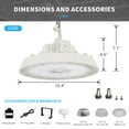 thumbnail image 2 of UFO LED High Bay Light, 100/120/150W, 14000/17500/21000LM, 2CCT 4000K/5000K, 0-10V Dimmable High Bay LED Shop Lights for Gym Factory Warehouse, Hook, 6' Cable, UL & DLC Listed, 2 of 8