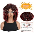 thumbnail image 4 of QUEENTAS Dreadlock Wig for Women Braided Wigs Short Curly Braid Wig Twist Wig Synthetic Red Curly Wigs for Women(Black Mix Burgundy), 4 of 10