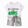 thumbnail image 3 of Kaprioy Kids Boys Outfit Set, Cartoon Print Short Sleeve Cotton Shirts and Shorts Sets, 3 of 4