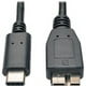 Eaton Tripp Lite Series USB-(m) B (m) C to USB Micro-B Cable (M/M) - USB 3.2, Gen 2 (10 Gbps), Thunderbolt 3 Compatible, 3 ft. (0.91 M) - Câble USB - 24 broches USB-C vers micro-USB type - USB 3.1 Gen 2 - 3 a - 3 ft - moulé - Noir – image 2 sur 3