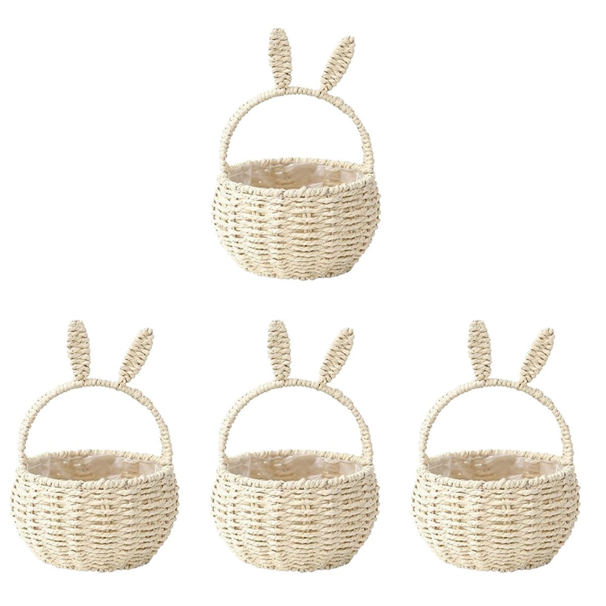 MLINS 4pcs Bunny Woven Basket Easter Party Treats Basket Handheld Woven Storage Basket With Handle