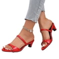 thumbnail image 4 of CHWshoes Women's Kitten Heel Sandals Open Toe Ankle Strap Low Heel Dress Sandals for Women Comfort Summer Dress Shoes for Wedding Party Office Red Size 42, 4 of 4