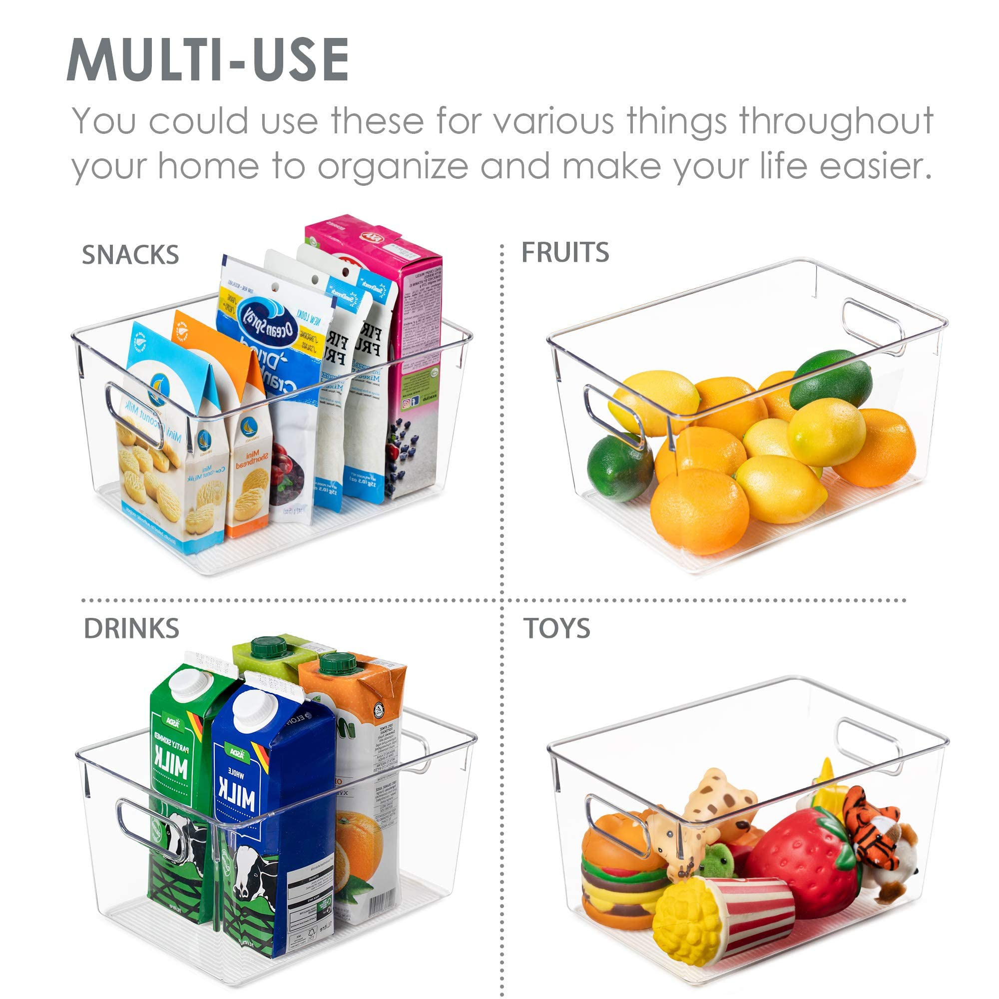 Sindcom Clear Plastic Storage Bins with Handles, 4-Pack Large photo 5