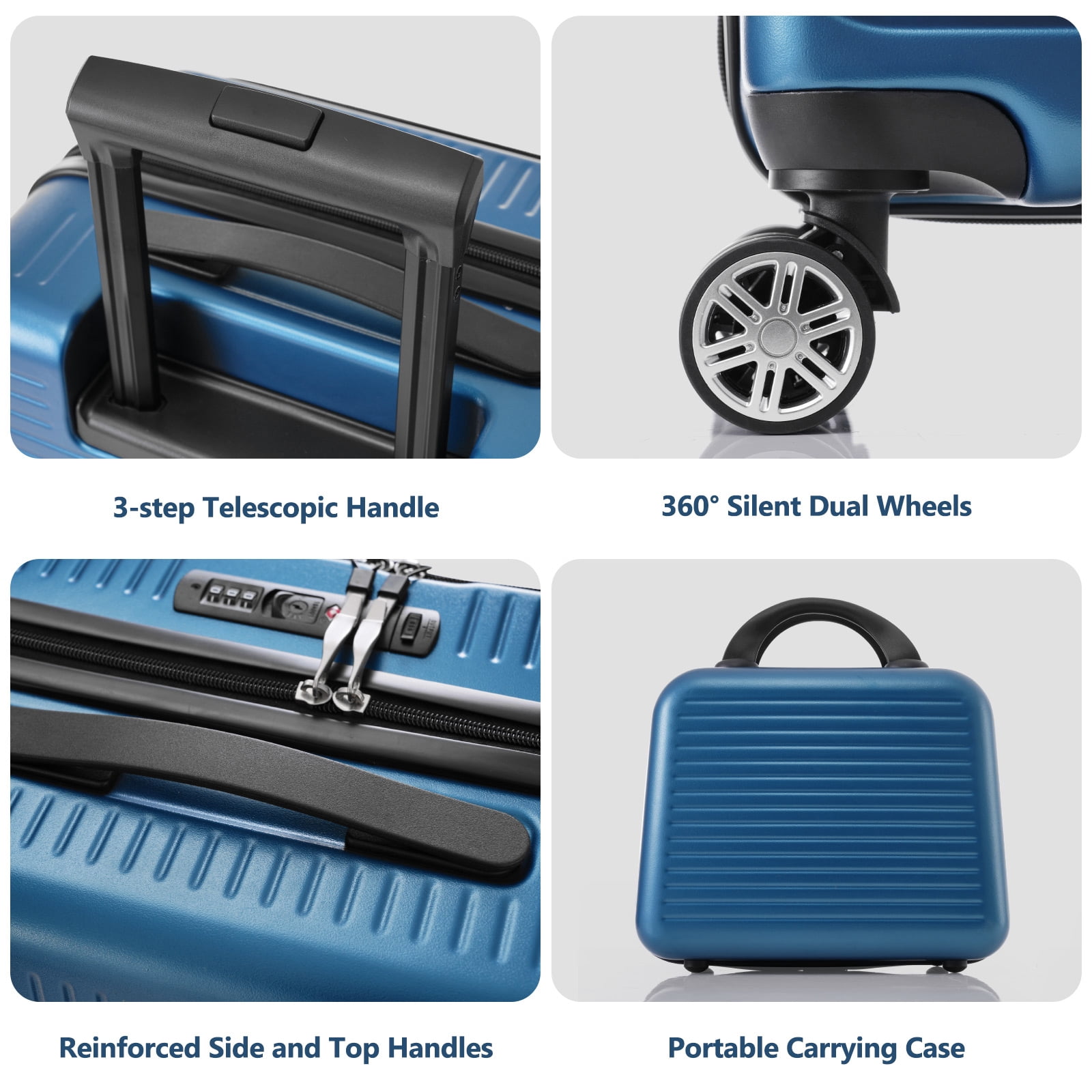 EUROCO Carry On Luggage 22x14x9 Airline Approved, Front Open Suitcase with 1 Portable Carrying Case and USB Port (Peacock Blue, 20 Inch, 40L)