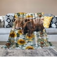 thumbnail image 2 of ONETECH Highland Cow Sunflower Blanket-Cow Blanket for Boys, Girls Cow Gift for Cow Lovers-Cozy Soft Flannel Lightweight and Warm Used for Room Bed Camping for Kids Children, 2 of 6