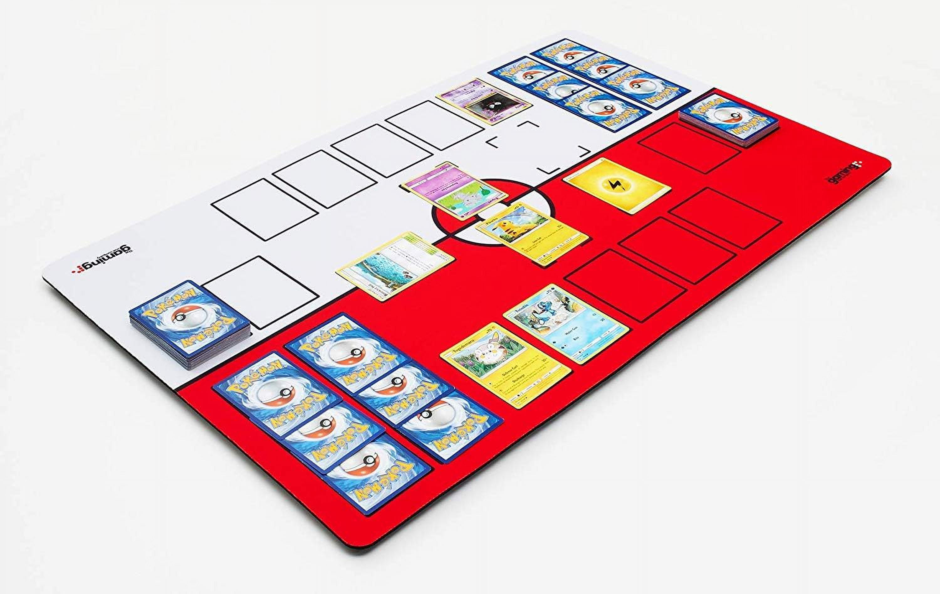 The Gaming Mat Company 2 Player Compatible Pokemon Playmat for Pokemon Cards-  28" x 18" x 0.08" Red & White Battle Mat Stadium Board for Pokemon TCG  Playmat Game for Pokemon Trading -