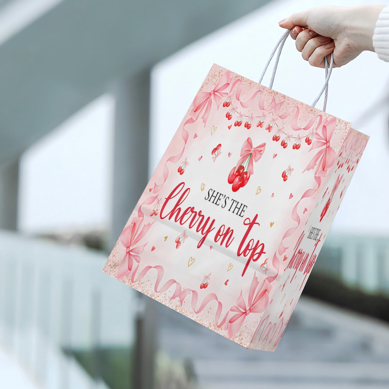 YAHAFEPY Baby Shower Party Favor Bags, She's the Cherry on Top Decorations -20Pcs