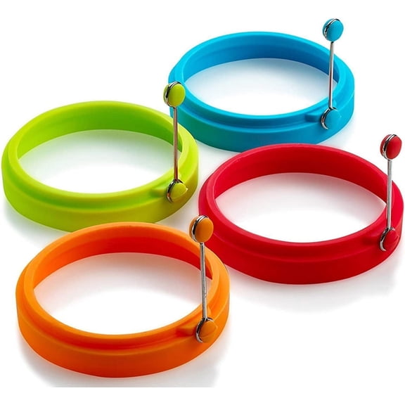 Silicone Egg Ring, Egg Rings Non Stick, Egg Cooking Rings, Perfect Fried Egg Mold or Pancake Rings (New, 4 Pack)