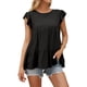 thumbnail image 4 of Camiseta de mujer Verano Encaje Cuello redondo Manga corta Casual Top suelto, Negro, M tholdsy AP001322-06, 4 of 7