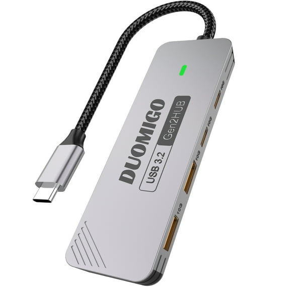Duomigo USB-C 3.2 Hub 4 in 1 10Gbps,With 2 USB C 3.2 & 2 USB-A 3.2, USB 3.2 Gen 2 Splitter USB Expander for Chromebook Surface Pro 3 iMac PS4 Laptop Xbox Flash Drive
