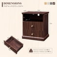 thumbnail image 3 of Aitjunz Modern Nightstand Set of 2, 23'' Tall Bedside Table w/ 2 Drawers for Storage, Wooden Mid Century End Table w/Charging Station & Open Shelf for Bedroom Living Room, 3 of 7