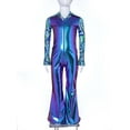 thumbnail image 4 of Haitryli Child Retro S Disco Outfit Boys Metallic Fabric Long Sleeve Zip Front Flared Pants Jumpsuit Blue 8, 4 of 7