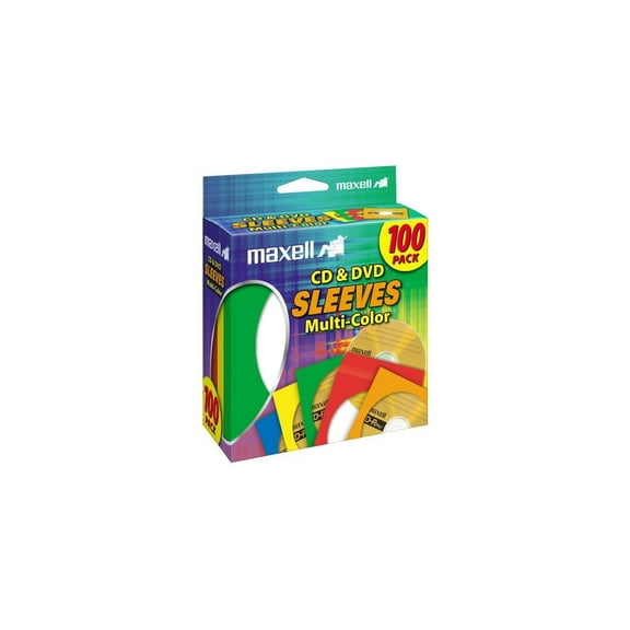 Maxell CD/DVD Storage Sleeve Assorted 100/Pack MXLCD403