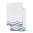 thumbnail image 2 of Melange Home Percale Cotton Double Scalloped Embroidered Crisp Sheet Set King Pillowcases - Navy, 2 of 5