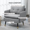 thumbnail image 4 of HOMCOM Accent Chair with Tufted Back Cushion and Steel Legs for Living Room, 4 of 10