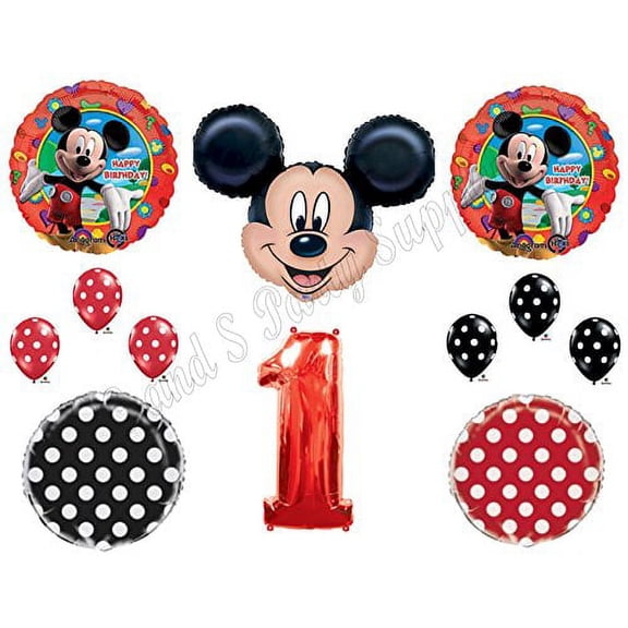 Red MICKEY MOUSE 1st Birthday Party Balloons Decoration Supplies First Disney